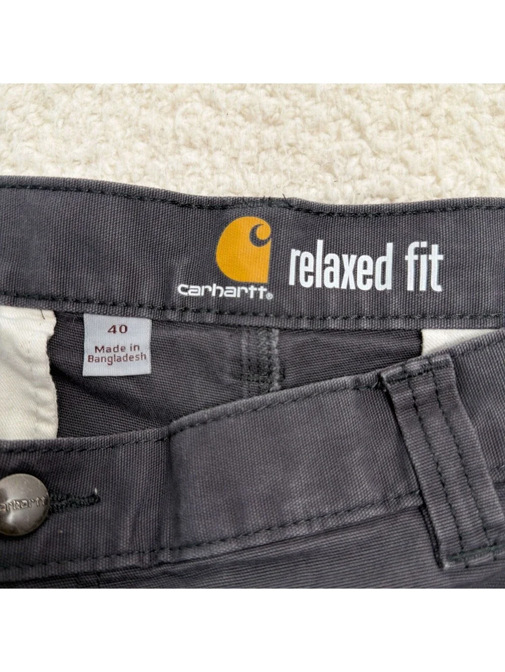 Carhartt Relaxed Fit Cargo Shorts Mens 40 Gray Canvas Work Utility Hammer Loop